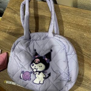 Sanrio Kuromi Cute Bag Purple Quilted Puffy Purse